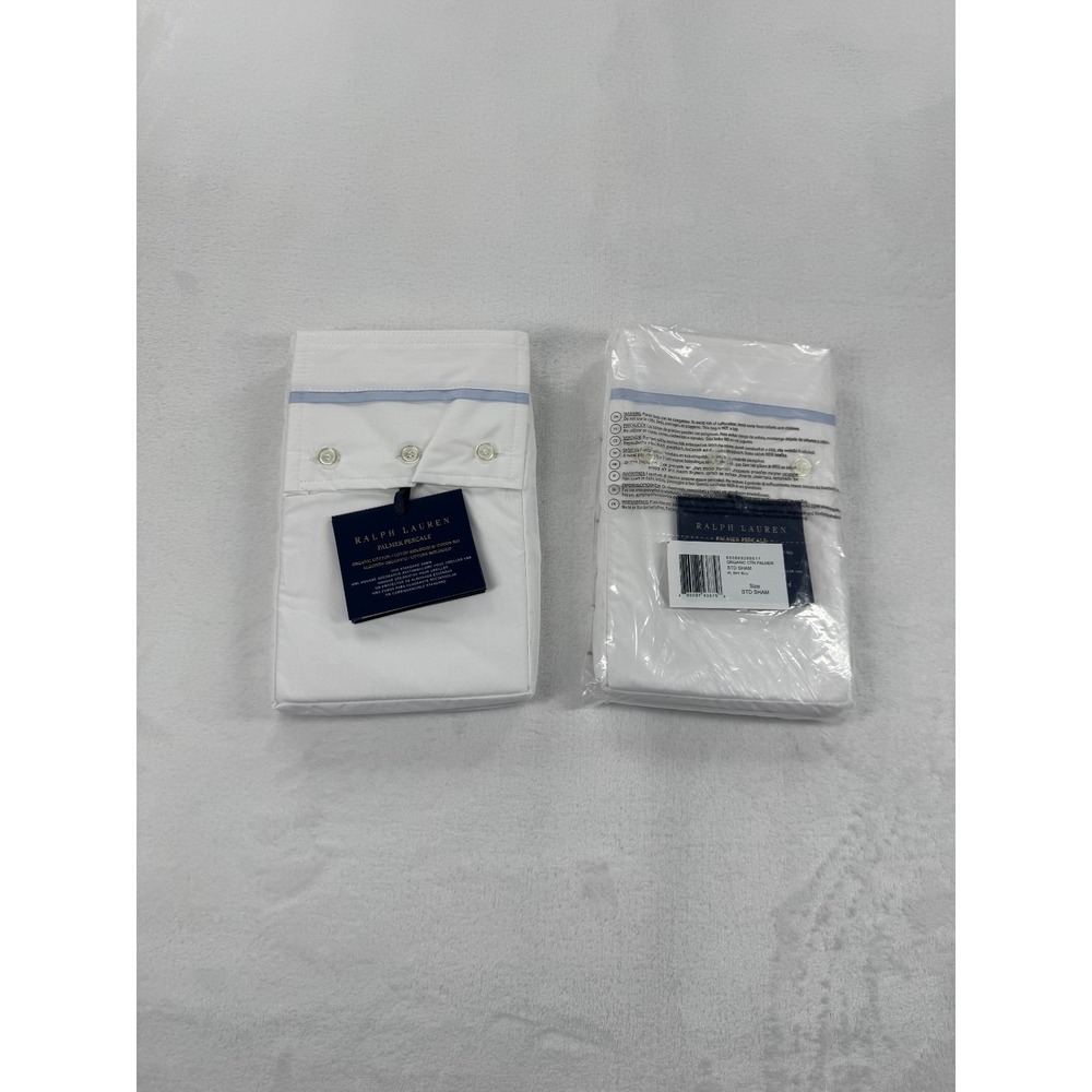 NWT Ralph Lauren Organic Cotton Percale Palmer Sham Pillow Case Blue -‎ 20X28 in